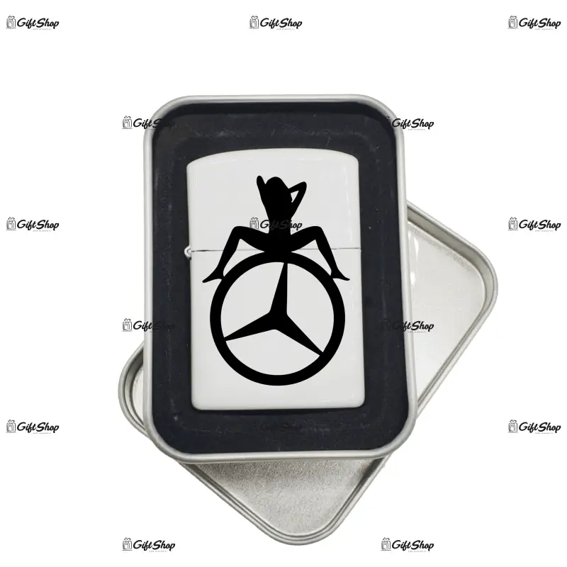 Mercedes, bricheta metalica gravata laser cu mesaj, model 2